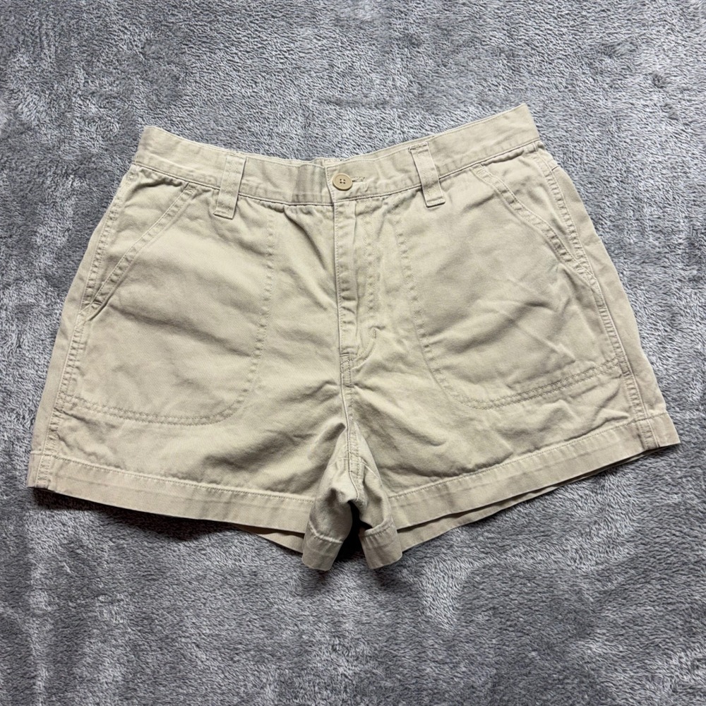 Old Navy Chino Shorts Womens 10 Khaki‎ Good Zip Fly Cotton Twill Casual Pocket